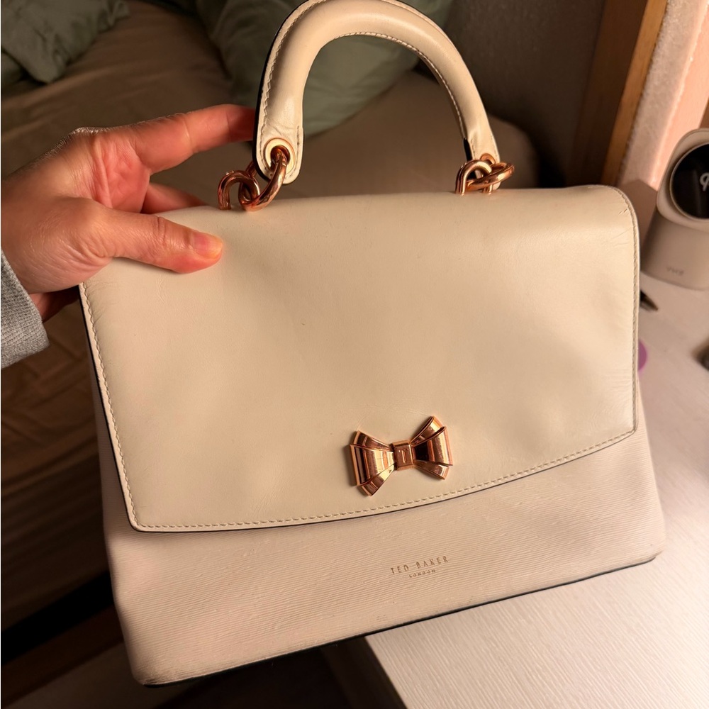 Ted Baker Cream/White Top-Handle Bow Satchel